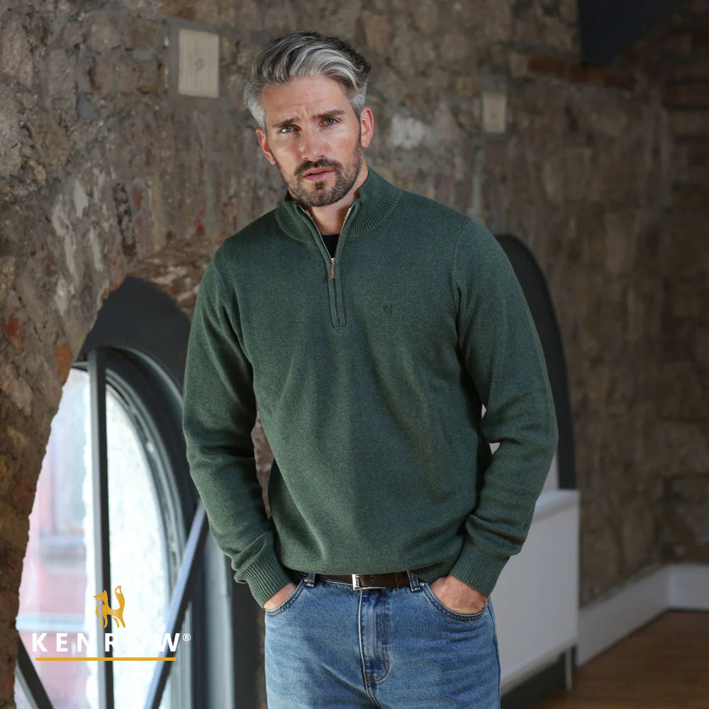 Vince Half Zip Knit Sage Melange