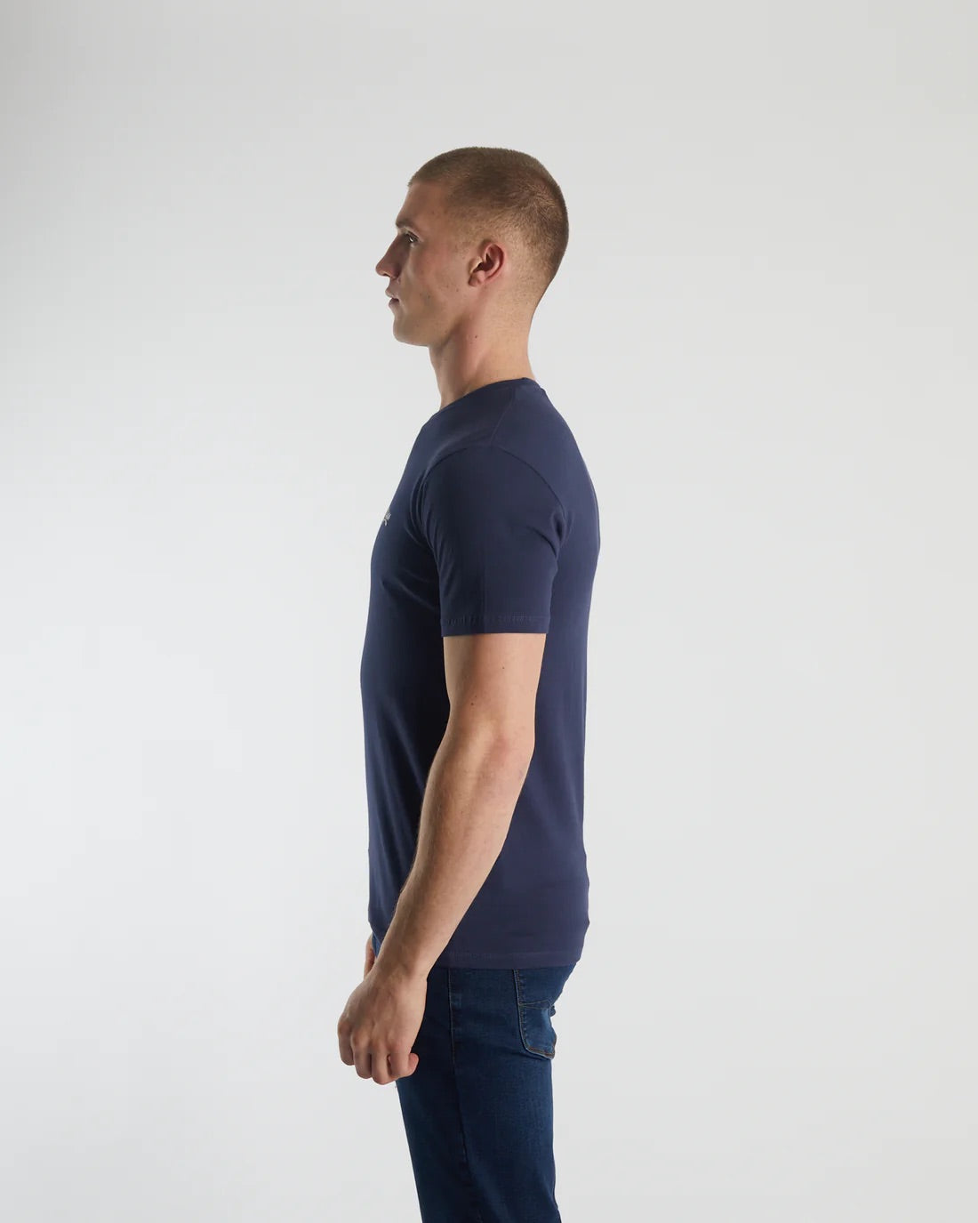 Basic Caden O Neck Tee Navy Iris