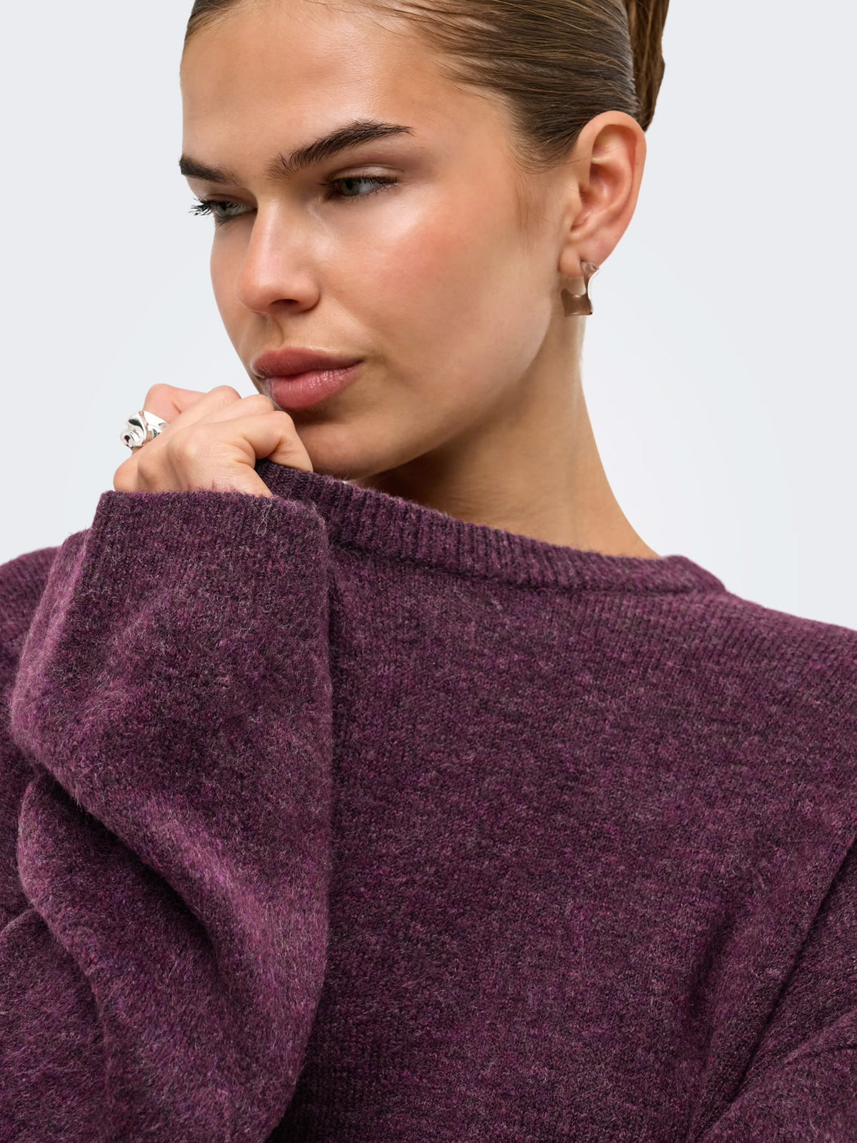 Simoni L/S O-Neck Mauve Wine/Melange