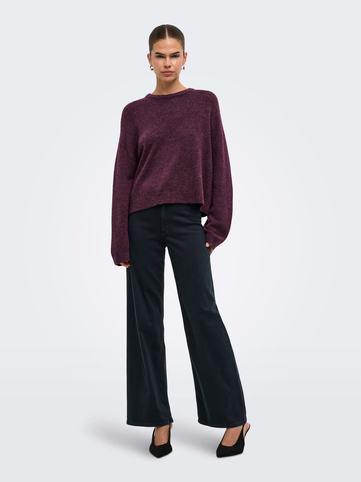 Simoni L/S O-Neck Mauve Wine/Melange