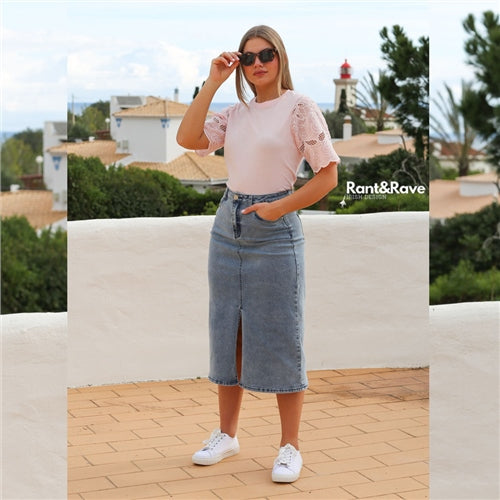 Maria Denim Skirt Ice Blue