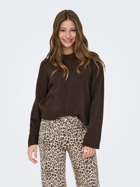 Simoni L/S O-Neck Pullover Coffee Bean/Melange