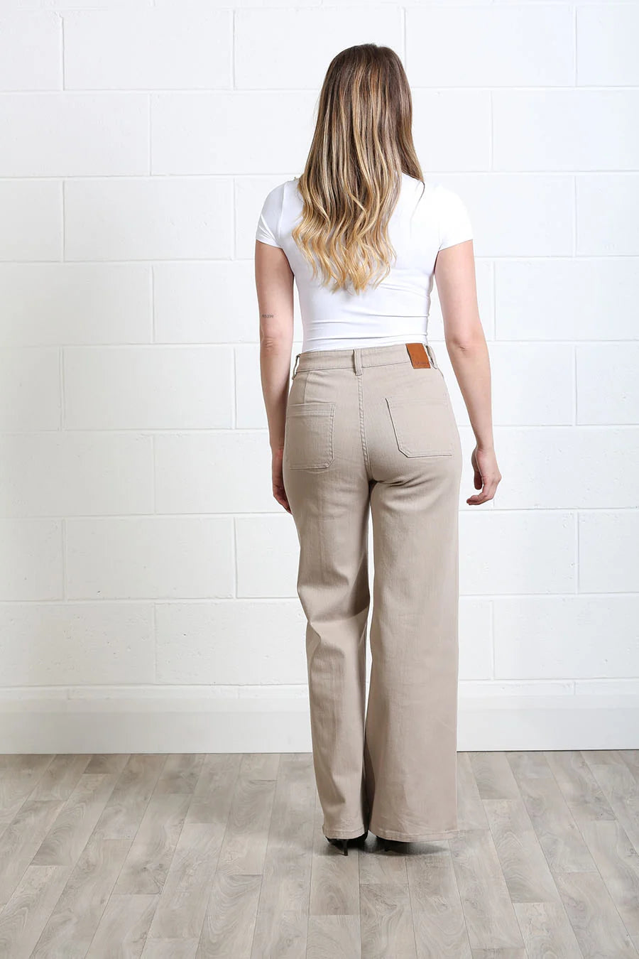 Harriet Pintuck Wide Leg Jean Stone