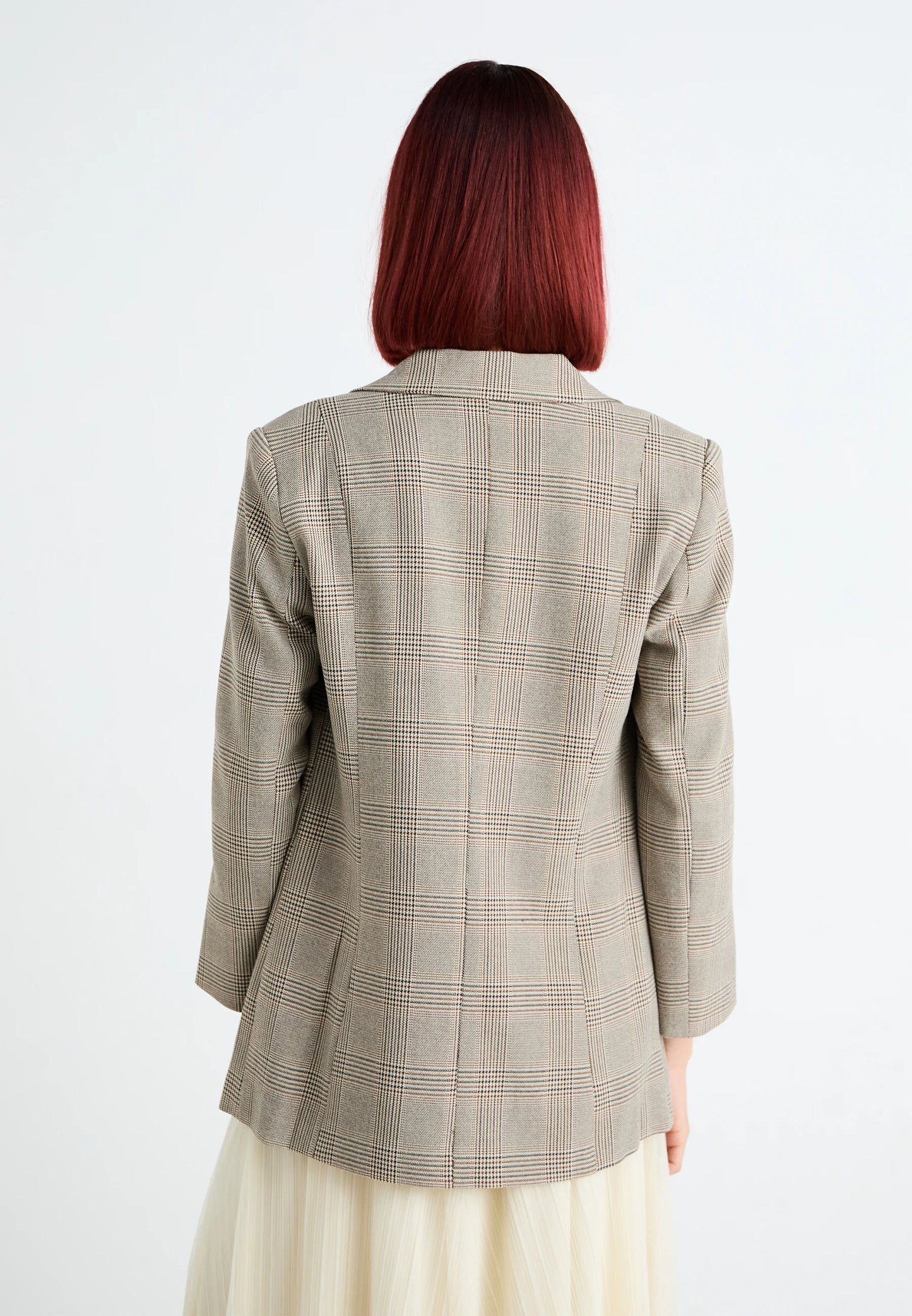 Kayle-Carol 3/4 Check Blazer Birch/ Toasted