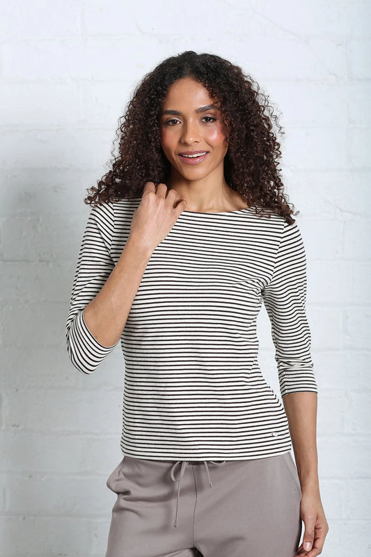 Paloma Stripe Tee Chocolate Brown