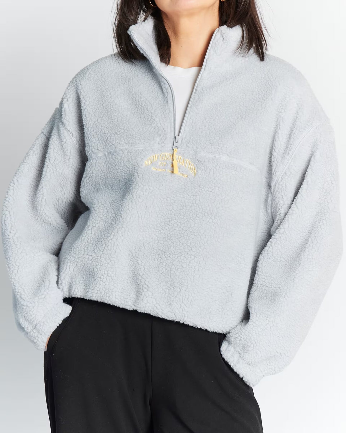 Amera L/S Half Zip Teddy Light Grey/Melange