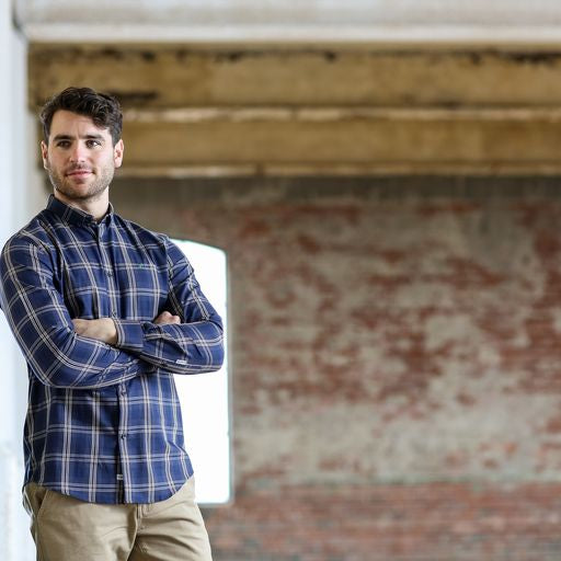 Colm Check Shirt Navy