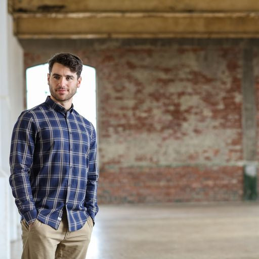 Colm Check Shirt Navy